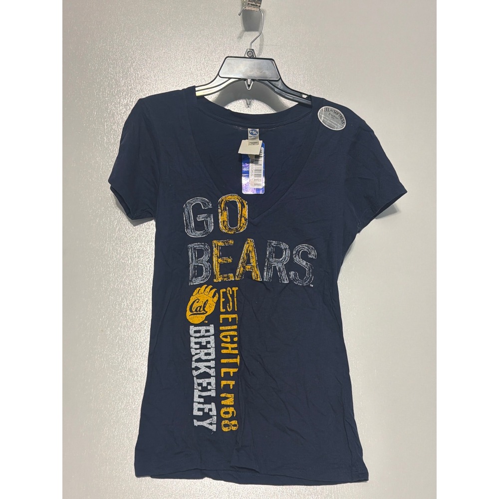 New Agenda UC Berkeley Go Bears Navy V-Neck T-Shirt Women Medium